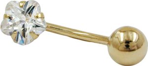 Piercing do pupka banán 17x6mm kvetinový zirkón 14Kt GOLD
