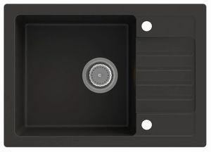 LINDBERGH® Granitspüle Schwarz "SIM11" inkl. Siphon Küchenspüle Einbauspüle KÜCHE Spüle