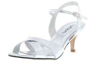 Vista Damen Sandaletten Riemchen Metallic-Look silber, Größe:41, Farbe:Silber