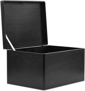 Creative Deco Čierna drevená škatuľa s vekom | 40 x 30 x 24 cm (+/- 1 cm) | Pamäťová schránka Detská veľká škatuľa Drevená škatuľa s vekom a držadlami | Ideálna na dokumenty Cennosti Hračky a nástroje