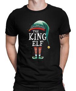 The King Elf Weihnachtself Outfit Elfen Spruch Herren T-Shirt, Schwarz, XXL