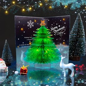 Weihnachtskarte Grußkarte Weihnachtsbaum 3D Pop-up-Karte Weihnachten funkelnde Grußkarte Geschenke Grün