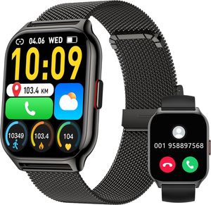 Smartwatch, Bluetooth Uhr Fitness Tracker, 2 Zoll Touchscreen Armbanduhr, Blutdruckmessung Wasserdicht Fitness Tracker Armband Pulsmesser Uhr