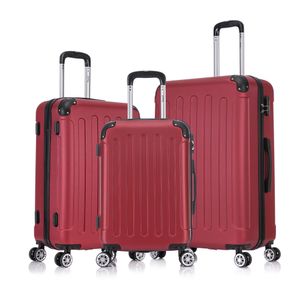 Flexot® F-2045 Kofferset Koffer Reisekoffer Hartschale Handgepäck Bordcase Doppeltragegriff mit Zahlenschloss Gr. M - L - XL Farbe Rubin-Rot