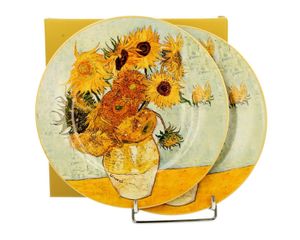 DUO ART GALLERY Sada 2 dezertních talířů SUNFLOWERS inspirovaných Van Goghem Nový porcelán z kostní Číny DUO ART GALLERY Sada 2 dezertních talířů SUNFLOWERS inspirovaných Van Goghem Nový porcelán z kostní Číny