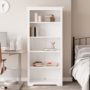 [Home] Bücherregal BODO Weiß 80x38x180 cm Massivholz Kiefer 5 Fächer , Neue Mode 2024 im häuslichen Leben
