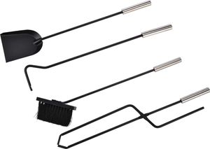 HI Kaminwerkzeug-Set 5-tlg. Silbern 23x15x52 cm