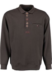 OS Trachten Herren Sweatshirt Pullover Jagdsweatshirt mit Liegekragen Shuro, Größe:L, Farbe:trachtengrün