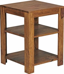 Standregal MUMBAI Massiv-Holz Sheesham 60 cm Wohnzimmer-Regal mit 2 Ablagefächer Design Landhaus-Stil Beistelltisch Standregal MUMBAI Massiv-Holz Sheesham 60 cm Wohnzimmer-Regal mit 2 Ablagefächer Design Landhaus-Stil Beistelltisch