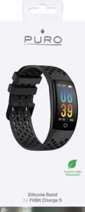 SBS SPORT+ Silicone Armband für FitBit Charge 5, Schwarz