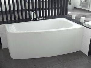 BADLAND Eckbadewanne Badewanne Luna RECHTS 150x80 mit Acrylschürze, Füßen und Ablaufgarnitur GRATIS