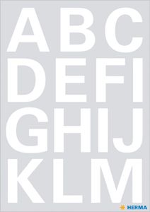 HERMA Buchstaben Sticker A-Z Folie weiß 25 mm 2 Blatt à 15 Sticker