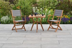 Merxx Gartenmöbelset "Acapulco" 3tlg. mit Bistro Tisch 70 x 70 cm - Akazienholz mit Textilbespannung Grau
