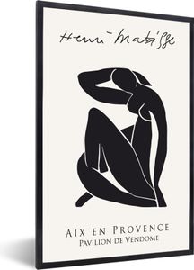 MuchoWow® Gerahmtes Poster Frau - Abstrakt - Schwarz - Henri Matisse 40x60 cm - Poster mit Schwarzem Bilderrahmen Wandposter Rahmen Foto Bilder - Papierdruck - Wandbilder