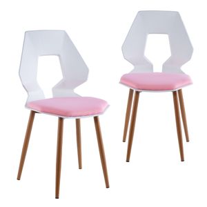 2er 4er Set Design Stühle Esszimmerstühle Küchenstühle Wohnzimmerstuhl Bürostuhl Kunststoff , Farbe:Weiß / Rosa, Menge:2 St.