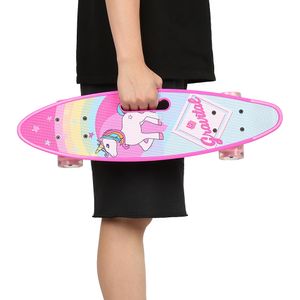 Kinderskateboard “Einhorn” mit LED Rollen Kinderboard Skateboard  59cm Rosa