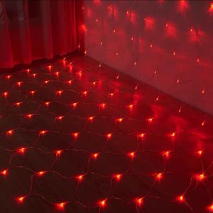 3X2M LED Lichternetz Lichtervorhang Innen Party Garten Lichterkette Weihnachtsbeleuchtung, Rot