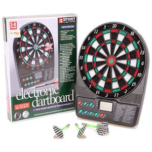 MalPlay Elektronische Dartscheibe mit Toneffekte ⌀ 19,5cm 3x Dartpfeile 2-8 Spieler 18 Spielen 159 Varianten