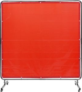 VEVOR Schweißvorhang 1,8 x 1,8 m Schweißschutzvorhang aus Flammhemmendem Vinyl Schweißschutzwand mit 4 Schwenkrädern und einem 6-stufigen UV-Schutz Schweißerdecke Schweißschutz Rot