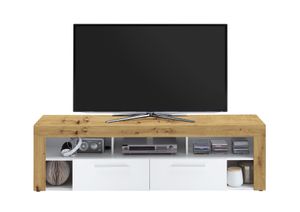 FMD furniture 271-002 TV/HiFi Lowboard in Ausführung Artisan Eiche Nachbildung/Weiß, Maße ca. 180 x 53 x 41,5 cm (BxHxT)