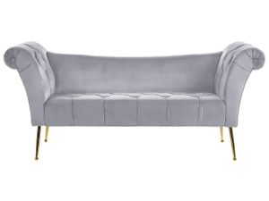 Chaiselongue Grau/goldene Beine Universal mit Samtbezug und Metallfüßen für Wohnzimmer Schlafzimmer Salon Flur Klassisch Retro Modern
