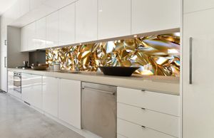 Küchenrückwand Folie selbstklebend GOLDENER KRISTALL 350 x 60 cm - Klebefolie - Dekofolie - Spritzschutz für Küche -