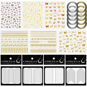 Nageldesign Nail Art Set 10 stk. Stripes 10 Blatter Nagelsticker für DIY Nagel Deko