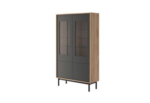 Vitrína GRUND BWT104, 104x185x39, jackson hickory/grafit