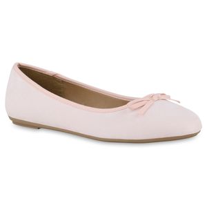 VAN HILL Damen Klassische Ballerinas Übergrößen Schleifen Schlupf-Schuhe 840819, Farbe: Rosa, Größe: 44