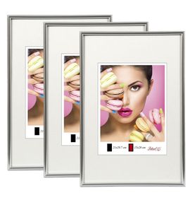 2er 3er 5er Pack Photo Style Set Bilderrahmen Wanddeko Collage Poster Kunststoff Rahmen - Farbe: 3er Pack Silber | Format: 40x60