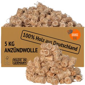 5,0 kg Premium Anzünder (Grill-, Kamin-, Ofenanzünder) aus Holzwolle und Wachs