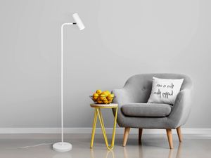 LED Stehlampe mit schwenkbarem Spot Weiß Wohnzimmerlampen Leselicht hinter Sofa