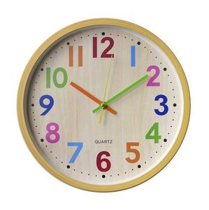 12 Zoll Kinder Wanduhr mit lautlosem Uhrenwerk und farbenfrohen Zahlen, Nicht tickend, Gut ablesbares