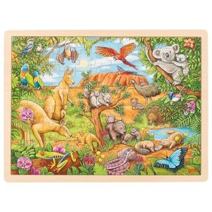 goki 57441 Einlegepuzzle Australische Tierwelt 40 x 30 x 0,8 cm, Holz, 96 Teile, bunt