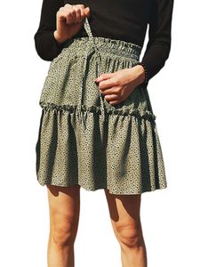 Damen Faltenröcke A-Line Kurze Röcke Lässige Sommer Mini Rock Beiläufig Stufenröcke Dunkelgrün,Größe L