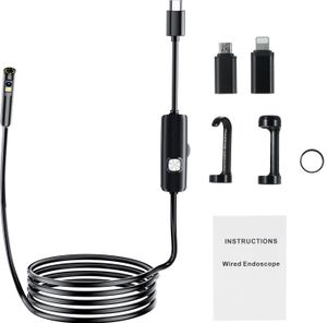 3,5m endoskopická kamera se dvěma objektivy a světlem 1920P IP68, IOS Android, inspekční kamera 16,5 FT polotuhá hadí kamera 8+1 nastavitelné LED světlo
