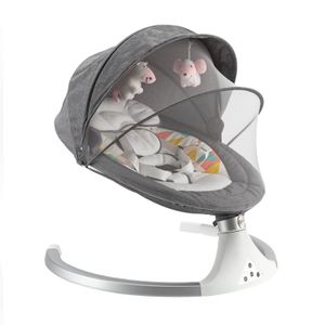 Elektrische Babywippe mit Fernbedienung Timer Spielzeuge Baby Bluetooth 27 ° Schaukelstuhl (grau) für Babys bis 15kg