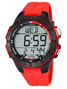Calypso Uhr by Festina Herren Digital K5607/5 Armbanduhr rot 10 ATM Datum