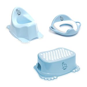 LAPSI® 3-teiliges Set Babytopf + Kinder-Toilettensitz Weich mit Tritthocker Elefant Blau