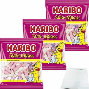 Haribo Süße Mäuse Schaumzucker 3er Pack (3x175g Packung) + usy Block