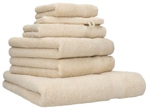 Betz 6er Handtuch-Set PREMIUM Baumwolle 1 Liegetuch 2 Handtücher 1 Gästetuch 1 Waschhandschuh 1 Seiftuch Farbe - sand