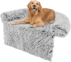 COSTWAY Hundebett Plüsch, Hundedecke Sofa, Sofaschutz Hund, Hundekissen mit waschbarem Bezug, Plüschbett für mittelgroße und große Hunde, 120 x 115 x 18 cm, Grau