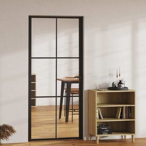 vidaXL Innentür ESG Glas und Aluminium 93x201,5 cm Schwarz