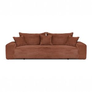 Cord Schlafsofa 3-Sitzer 265 x 105 cm Ziegelrot mit Schlaffunktion und Bettkasten – Cordo