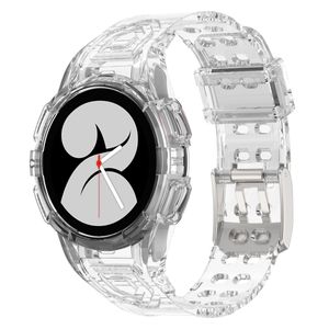 Für Samsung Galaxy Watch 5 Pro 45mm Silikon Uhrenarmband mit integriertem Gehäuse Transparent Ersatz Armband Smart Uhr