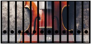 Wallario Ordnerrücken Sticker, selbstklebend für schmale Ordner, 12 Stück, Motiv Nahaufnahme einer alten Violine