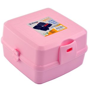 Brot- und Lunchbox mit 4 Fächern blau oder rosa | Vesperdose | Brotdose Snackbox (rosa)