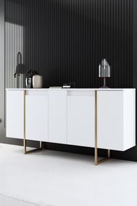 Skye Decor, Luxe - White, Gold, Konsole, Weiß, 160 x 80 x 35 cm