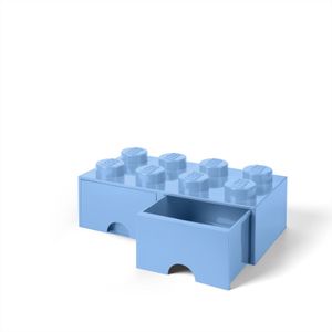 LEGO Aufbewahrungsbox mit Schublade mit 8 Noppen, light blue