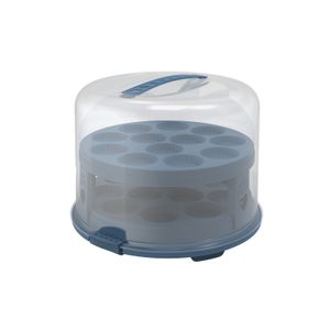 Tortenglocke XL mit Trays FRESH, Farbe:Transparent / Horizon blau